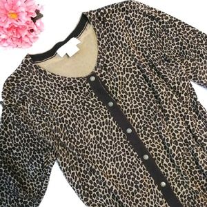 Michael Kors Leopard Print 3/4 Sleeve Cardigan